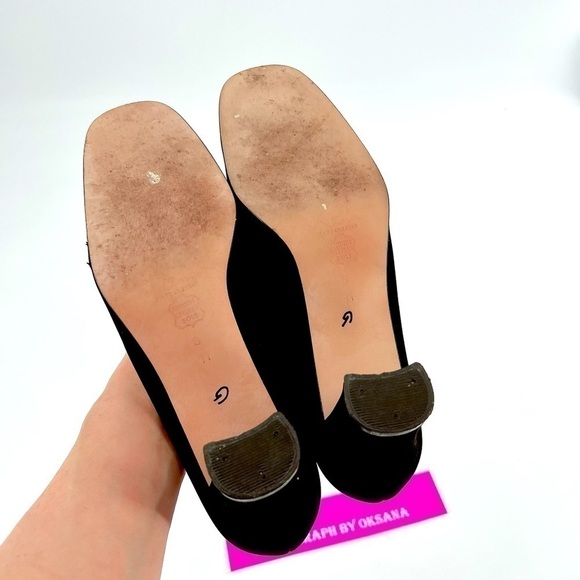 Nina Velour Block Heel Shoes Black Size 8 M Made in Spain - Picture 6 of 13